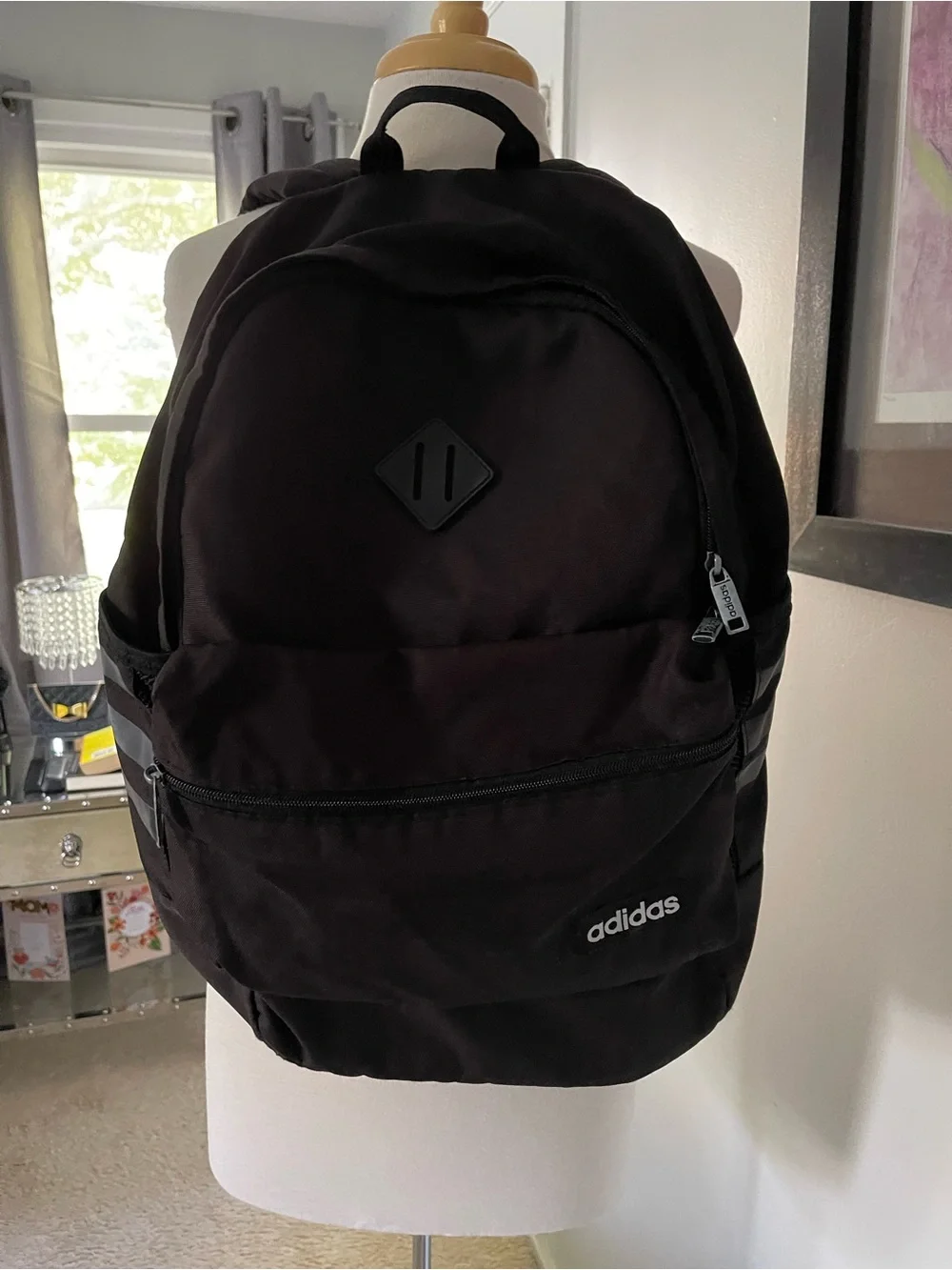adidas Black Everyday Backpack with Front Zip Pocket - Picture 4 of 6